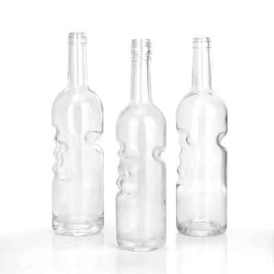 375ml 500ml 700ml 750ml 1L custom unique design finger shape glass bottle with gold cap