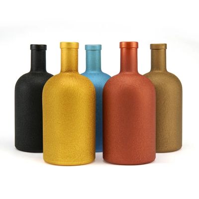 Wholesale sand blasting glass bottles empty 500ml with cork