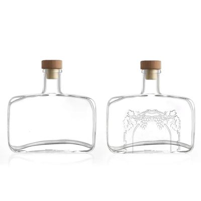500ml 750ml 1000ml Private Label Transparent Round Empty Flint Glass Liquor Wine Whisky Vodka Bottle With Topper
