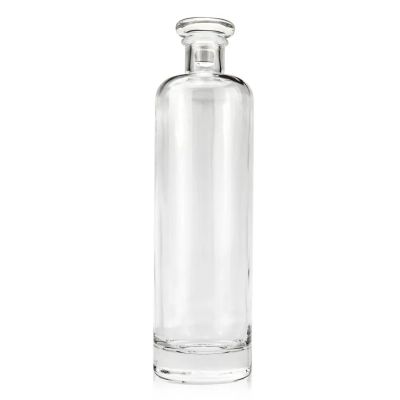 Wholesale round glass vodka glass bottles empty 700ml clear wine liquor whisky nordic glass bottle with cork