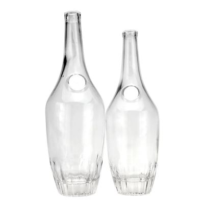 Customized 1000ml Empty Round Glass Bottle For Gin Whisky Vodka