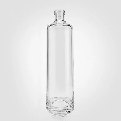 Custom 200ml 375ml 500ml 750ml 1000ml Transparent Round Empty Flint Glass Liquor Wine Vodka Bottle