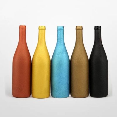 Customized Sand Blasting Color Painting Yellow Color Glass Whisky Liquor Wine Bottle for Glass Packaging