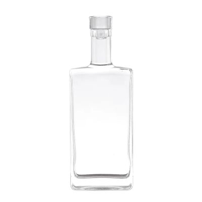 Customized ultra flint transparent square whiskey vodka tequila glass bottle with glass cap