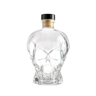 Premium Skull Shaped 500ml 700ml Liquor Glass Bottle Empty Brandy Whisky Glass Bottle