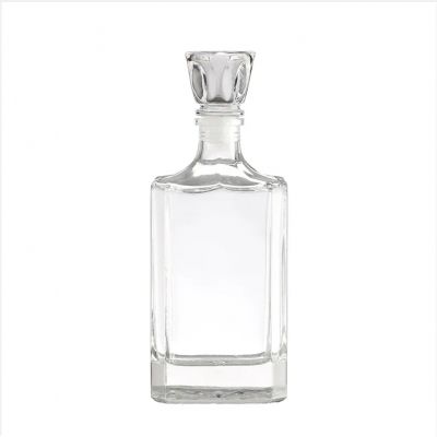 Clear Square 250ml 500ml 700ml High Quality Vodka Brandy Liquor Bottles Glass Wine Bottle