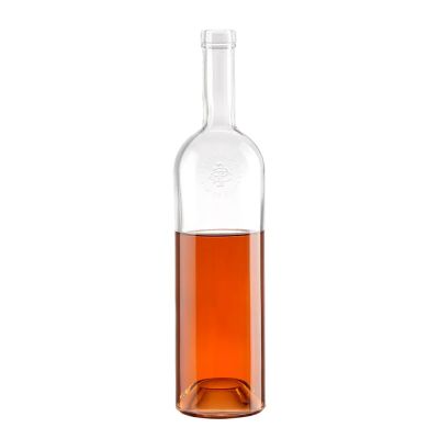 500ml 750ml high-quality round transparent whiskey vodka empty glass bottle with cork