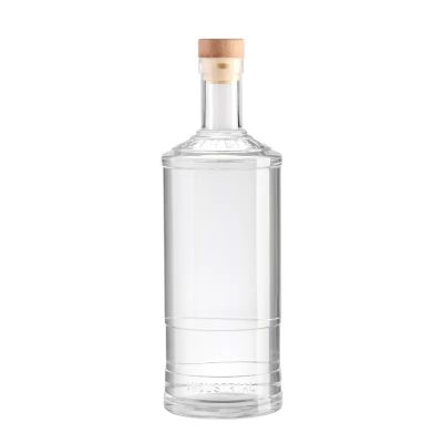 Factory Supplier 700ml 1000ml custom logo Wine flint glass liquor wine Whisky Vodka tequila bottle with sealed cork lid