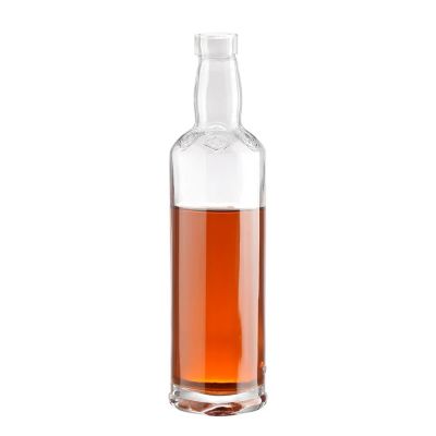 Customized logo 500ml 750ml high-quality vodka whiskey brandy gin classic glass bottle with cork stopper