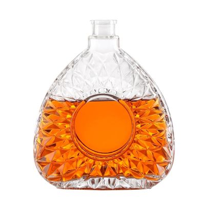 Customized special shaped glass bottles wholesale Whiskey Gin Spirits Vodka Bottles with stoppers