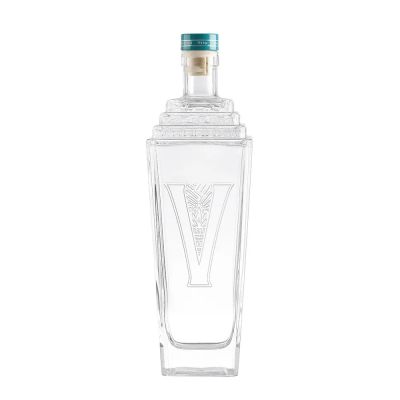 Flat hip flask vodka liquor bottle Crystal cover super flint glass whisky bottle factory customizable 500ml/700ml/750ml/1000ml
