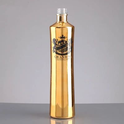 Bowmore empty Decoration Golden Spray Paint Empty Vodka Bottle With Custom Label