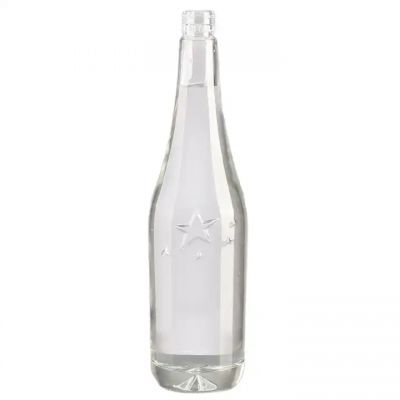 Custom Design Five Stars Embossed Glass Bottle For Cap