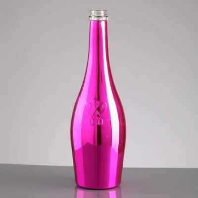 Creative Design Elegant Emboss Purple 750Ml Champagne Glass Bottle For Closures
