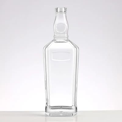 Square White Glass Bottle For Rum 