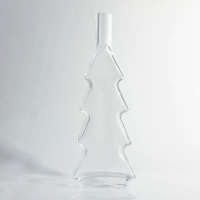 Unique design Christmas tree shaped beverage glass bottle empty liquor bottle