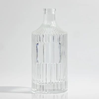China factory sell striated whisky glass bottle gin bottle rum bottle
