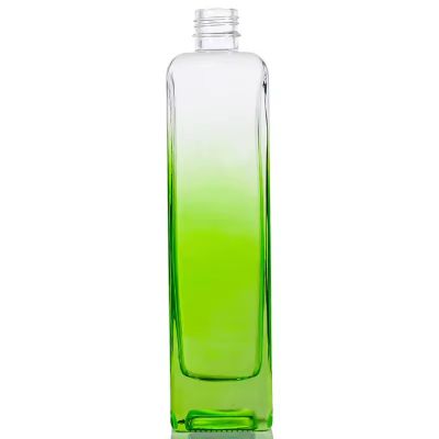 Unique Shape Gradient Color Glass Bottles With Cork Top For Vodka Whiskey Tequila Liquor Spirit