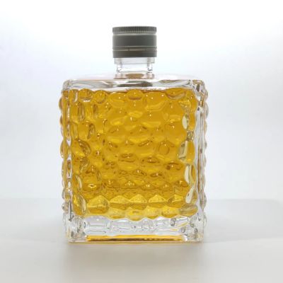 Classical rectangle transparency super flint tequila vodka whiskey liquor 700ml / 1 liter glass bottles with cap cover