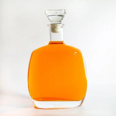 700ML Flat Glass Bottles With Glass Cap For Whiskey Tequila Liquor Spirit Bottle