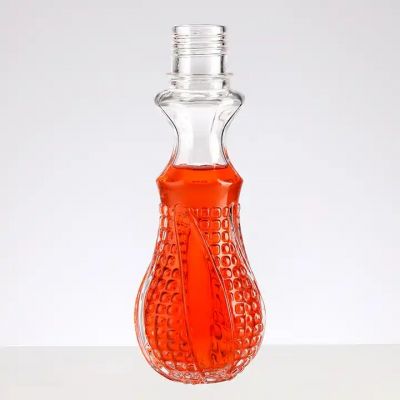 Unique shaped 50ml 100ml 250ml Glass Bottle Glass Beverage Drinking Bottle Dark Rum bottle With Lid