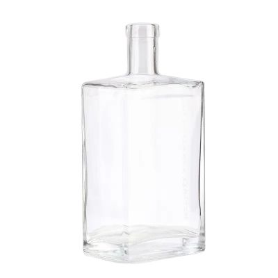 High Quality Flat Square Clear Glass Wine Bottle For Medicinal Liquor