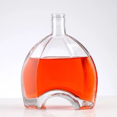 Custom design 500ml 750 ml clear liquor glass bottle for brandy xo whisky