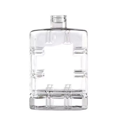 Square Bottle Whiskey 750ML Glass Bottle With Cap Whiskey With Weight Empty Glass Bottle