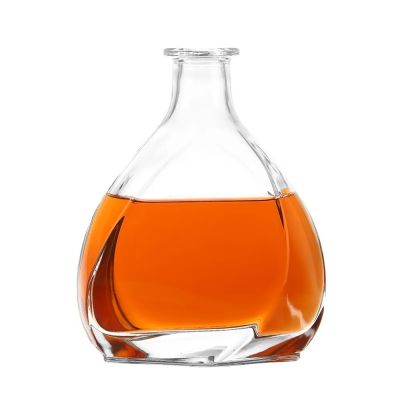 China Factory Custom-acceptance Clear Empty Round ECO Friendly premium quality Glass Bottle for Vodka Brandy Bottle