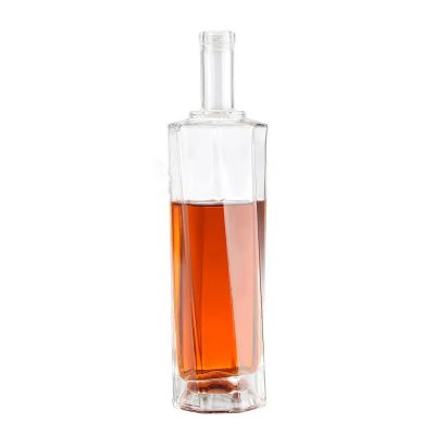 Custom Brand empty high flint glass wine whisky vodka liquor Tequila 750ml spirit bottle with cork