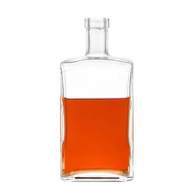 Wholesale Custom logo Gin Square Bottle 750ml Glass Spirit Liquor Vodka Whisky Glass Wine glass bottles