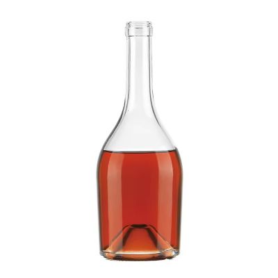 Custom 750ml vodka glass bottle 700ml whiskey rum gin spirit glass liquor bottle with wooden cork stopper