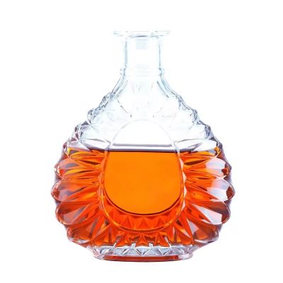 Wholesale 500Ml 750Ml Clear Glass Liquor Vodka Whisky Brandy Spirit Glass Bottle With Cork