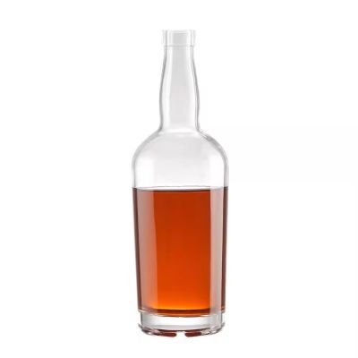 Factory Price Flat Brandy Whisky Gin Tequila Glass Bottle 750ml Shape Flask Glass Spirits Bottle Glass