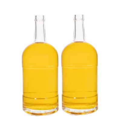 Round shape glass bottles 375ml 500ml 750ml 1000ml Glass Bottles for win liquor beverage water with stopper