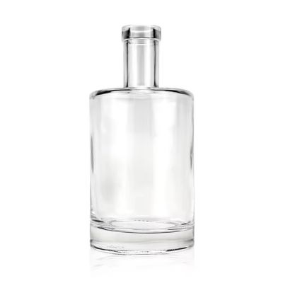 Custom made 500Ml Transparent Round Empty Flint Glass Liquor Wine Whisky Vodka Tequila Bottle With Cork Lid