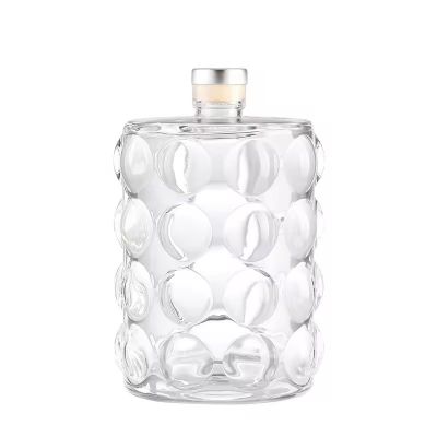 Factory custom 500ml clear round shape glass bottle with cork