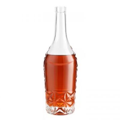 750ml embossing liquor glass spirit brandy clear glass bottle