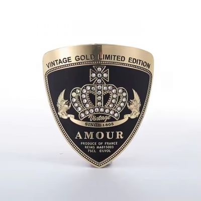 Custom Durable Senior Embossed Logo Self-Adhesive Gold Metal/Aluminum Wine Bottles Label