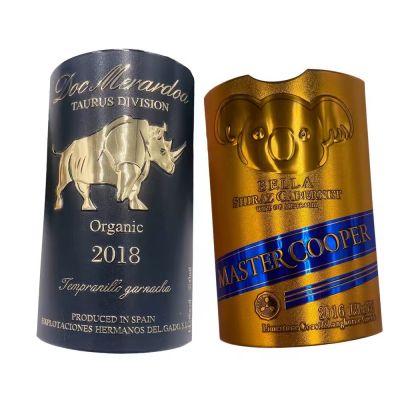 Customized logo printing waterproof gold and silver foil beer vodka alcohol whiskey bottle packaging Red wine waterproof sticker