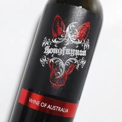 Custom adhesive professional wine label red foil bottle sticker embossed logo waterproof sticker label
