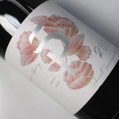 Custom gold sliver foil stamp emboss Rose liquor label for wine bottle