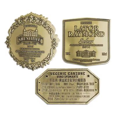 hot sale personalized 3d round wine metal label aluminium sticker wine bottle labeling