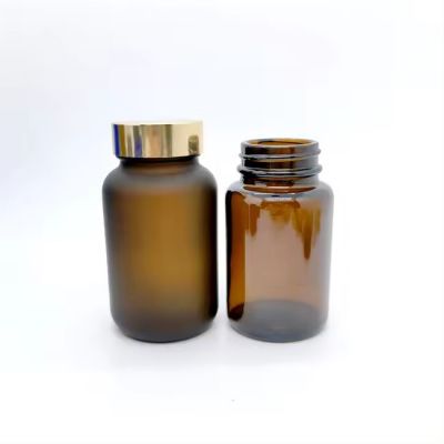 250ml 500ml Wide Mouth Recyclable Amber Medical Capsule Packer Pill Glass Bottles 100ml 150ml 200ml with Plastic Lids for Capsul
