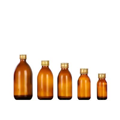 Empty amber brown round 30ML 60ML Oral liquid medical syrup glass bottles with aluminum screw cap