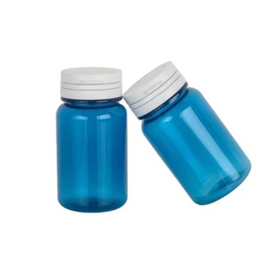 Biodegradable Blue Transparent PET Plastic Medical Bottle 100cc Supplement Bottle Pill Bottle With Tearing Cap