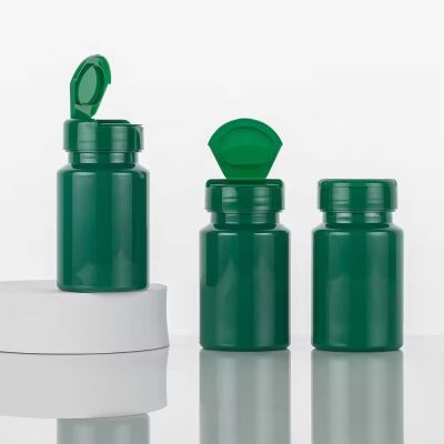 PET 75cc Green Lotion Plastic Vitamin Tablet Bottles with Flip Top Cap