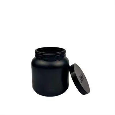 1 Liter Round Matte Black Cosmetic Plastic Container For Hair Oil Pomade