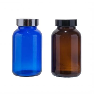 5oz 150ml cobalt blue glass pill bottle for vitamin tablet