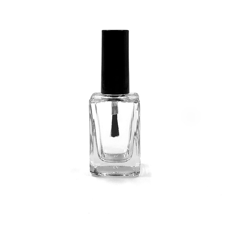 Glass Nail Polish Bottle Square 15ml with Black Plastic Cap , High ...